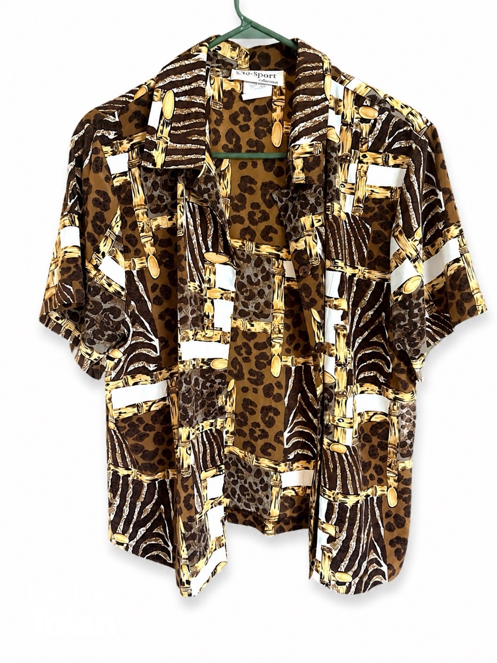 S.G. Sport collection Brown and Cream Animal Print Button-Down Shirt